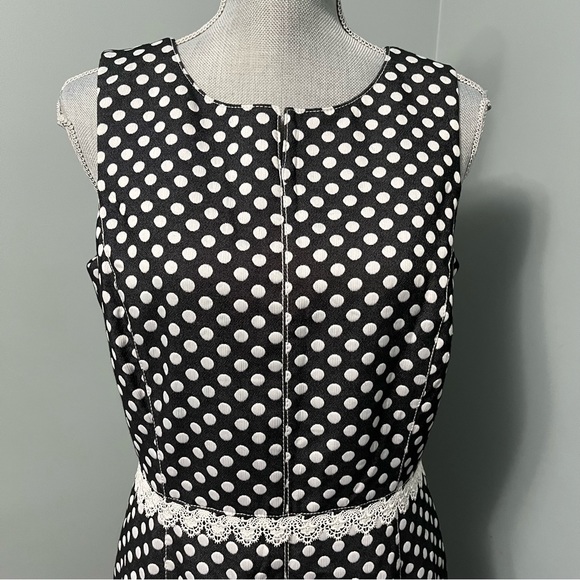 KARL LAGERFELD Polka Dot fit & flare dress womens size 10 wedding guest - Picture 2 of 10